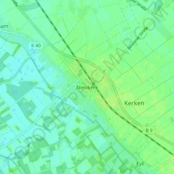 Nieukerk topographic map, elevation, terrain