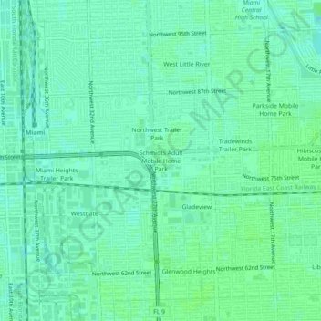 Schmidts Adult Mobile Home Park topographic map, elevation, terrain