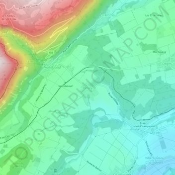 Peney topographic map, elevation, terrain
