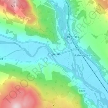Logierait topographic map, elevation, terrain