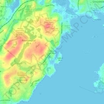 Freshwater Cove Village topographic map, elevation, terrain