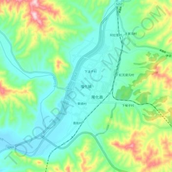 隆化镇 topographic map, elevation, terrain