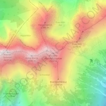 Vordere Brandjochspitze topographic map, elevation, terrain