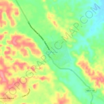 Bethania topographic map, elevation, terrain