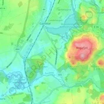 Vagle topographic map, elevation, terrain