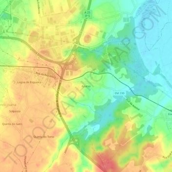 Azurva topographic map, elevation, terrain