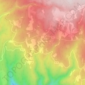 Les Isnards topographic map, elevation, terrain