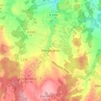 Stangengrün topographic map, elevation, terrain