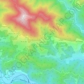 Oubreyts topographic map, elevation, terrain
