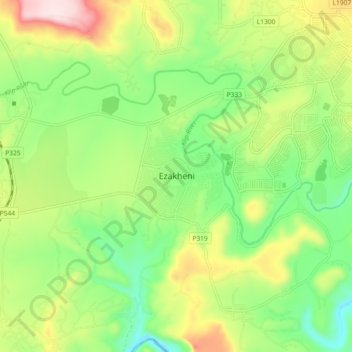 Ezakheni topographic map, elevation, terrain