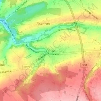 Vitrival topographic map, elevation, terrain