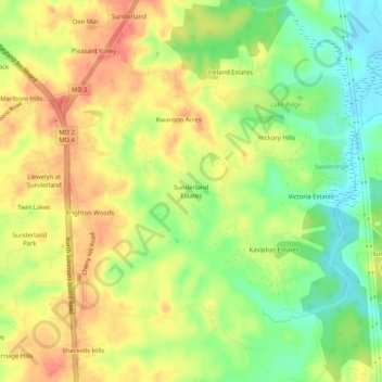 Sunderland Estates topographic map, elevation, terrain