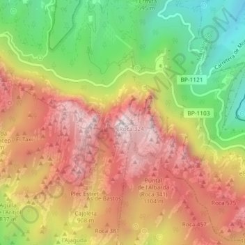 Sant Jeroni topographic map, elevation, terrain