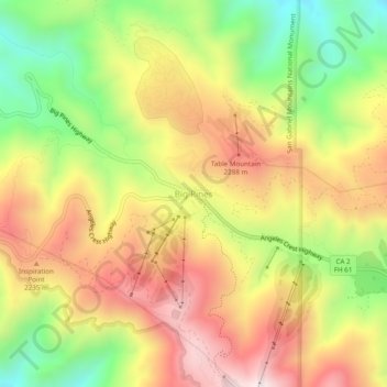 Big Pines topographic map, elevation, terrain