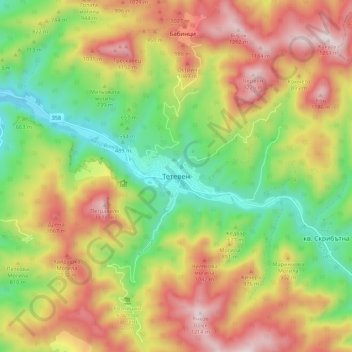 Teteven topographic map, elevation, terrain