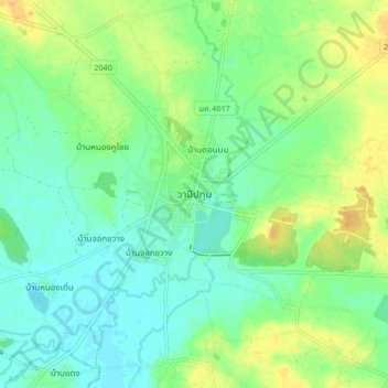 Wapi Pathum topographic map, elevation, terrain