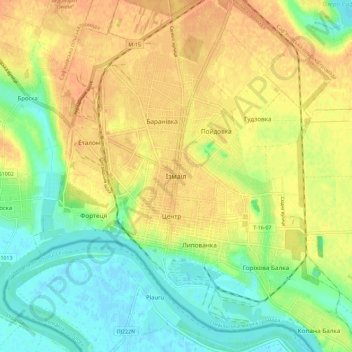 Izmail topographic map, elevation, terrain