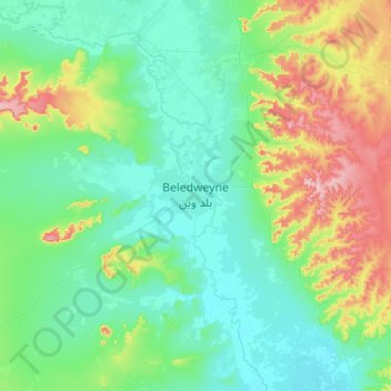 Beledweyne topographic map, elevation, terrain