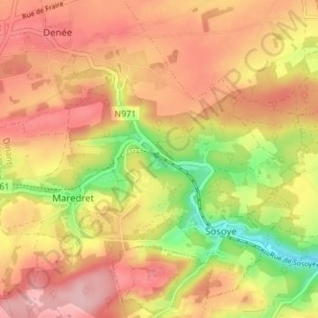 Maredsous topographic map, elevation, terrain