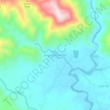 Sogod Simamla topographic map, elevation, terrain