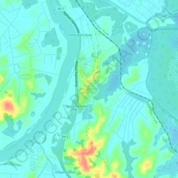 Meremere topographic map, elevation, terrain