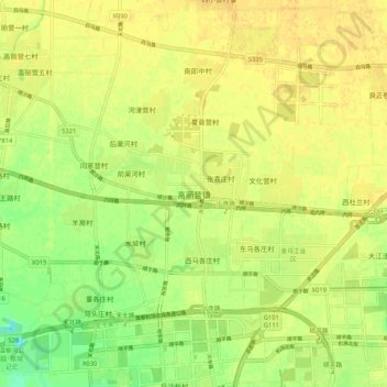 Gaoliying topographic map, elevation, terrain