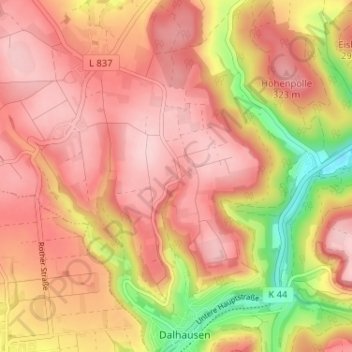 Bustollen topographic map, elevation, terrain