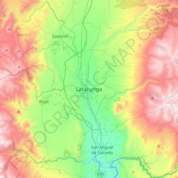 Latacunga topographic map, elevation, terrain