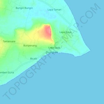 Dungkek topographic map, elevation, terrain