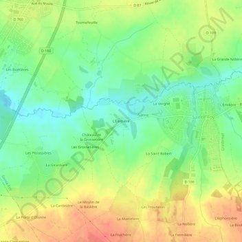 L'Elemière topographic map, elevation, terrain