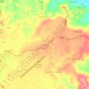 Supang topographic map, elevation, terrain