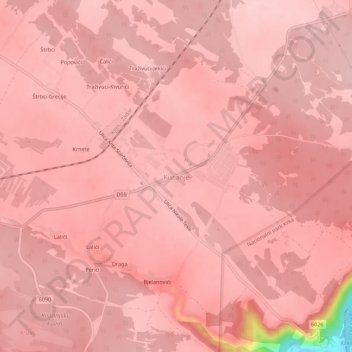 Kistanje topographic map, elevation, terrain