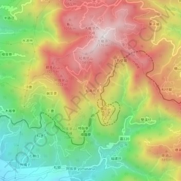 Hongnankeng topographic map, elevation, terrain