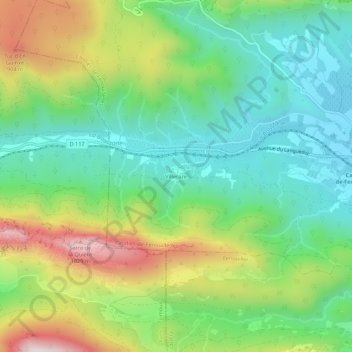 Villeraze topographic map, elevation, terrain