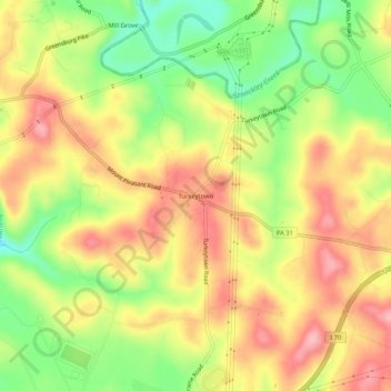 Turkeytown topographic map, elevation, terrain