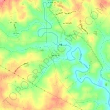 Henrietta topographic map, elevation, terrain