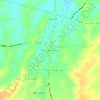 Kedungadem topographic map, elevation, terrain