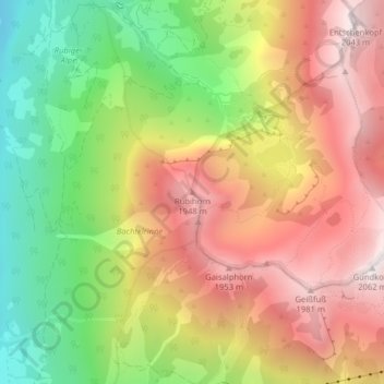 Rubihorn topographic map, elevation, terrain