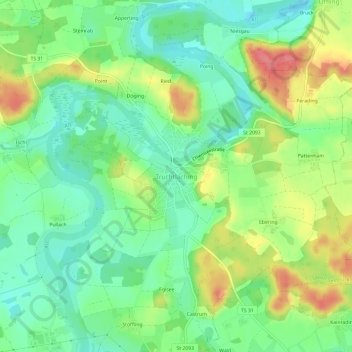 Truchtlaching topographic map, elevation, terrain