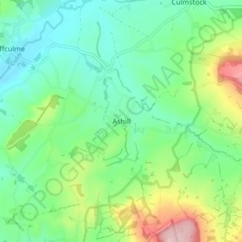Ashill topographic map, elevation, terrain