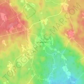 Johansfors topographic map, elevation, terrain