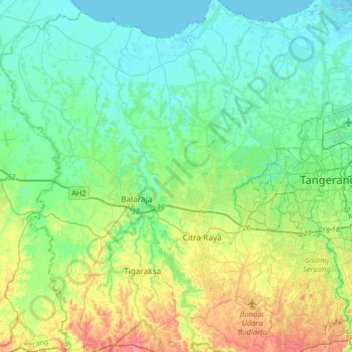 Tangerang topographic map, elevation, terrain