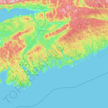 Halifax topographic map, elevation, terrain