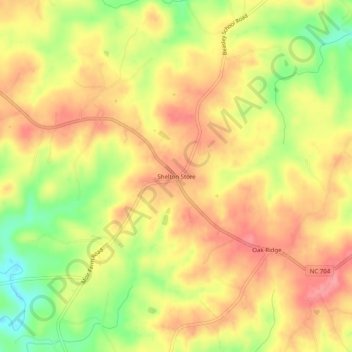 Shelton Store topographic map, elevation, terrain