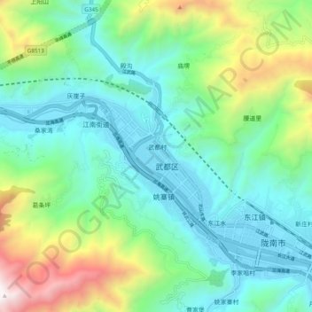 Chengguan topographic map, elevation, terrain