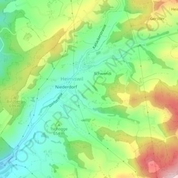 Muhlern topographic map, elevation, terrain