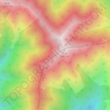 Taihang Mountains topographic map, elevation, terrain