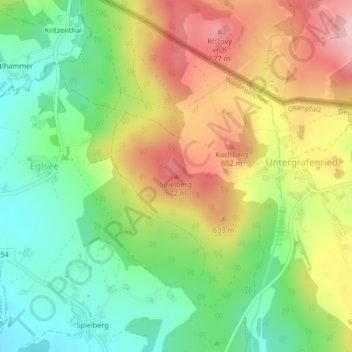 Spielberg topographic map, elevation, terrain