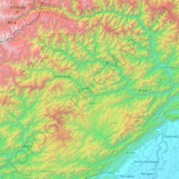 Lower Subansiri topographic map, elevation, terrain