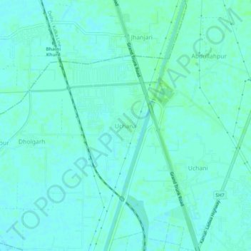 Uchana topographic map, elevation, terrain